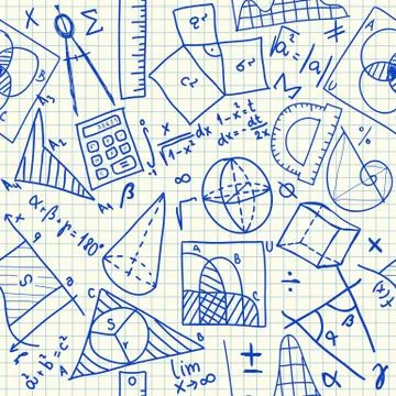 Mathematical doodles seamless pattern Stock-Illustration