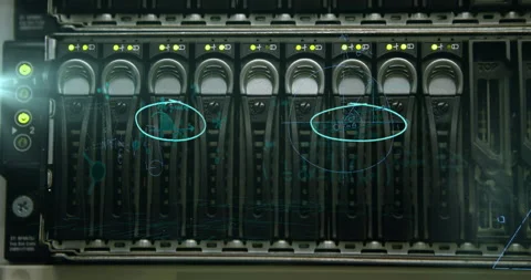 Mathematical equations against close of computer servers Video stock 140367694