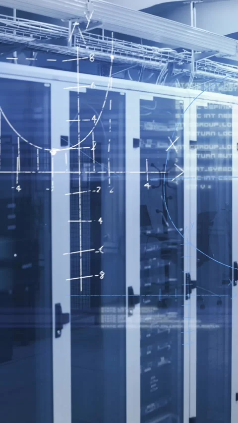 Mathematical equations against empty server room Stock Footage 342802312