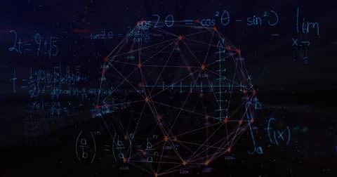 Mathematical equations against globe of arrows Stock Illustration