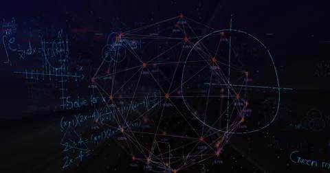Mathematical equations against globe of arrows Stock Illustration