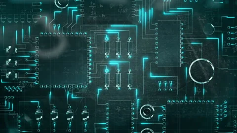 Mathematical equations against microprocessor connections Stockbeeldmateriaal 135459701