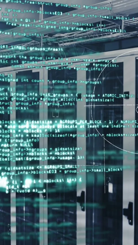 Mathematical equations and data processing against empty server room Stock Footage 342802286