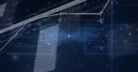 Mathematical equations and data visualization animation over dark blue Stock Footage 303615642