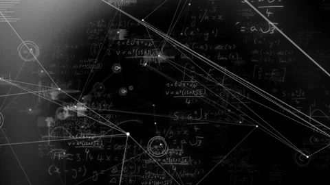 Mathematical equations and geometric shapes animation over black background Stock-Footage 308994427