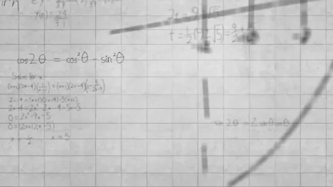 Mathematical equations and graph animation over grid paper background Stock Footage 330169215