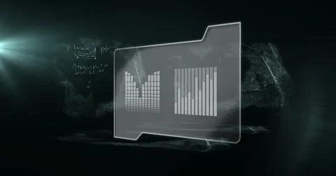 Mathematical equations and graphs image over digital folder icon イラスト素材