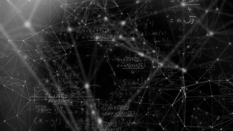 Mathematical equations and network connections, scientific data processing Stock-Footage 308994435