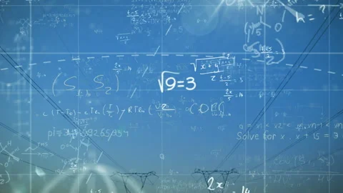 Mathematical equations and scientific formulas animation over power lines and 库存影片 305432397