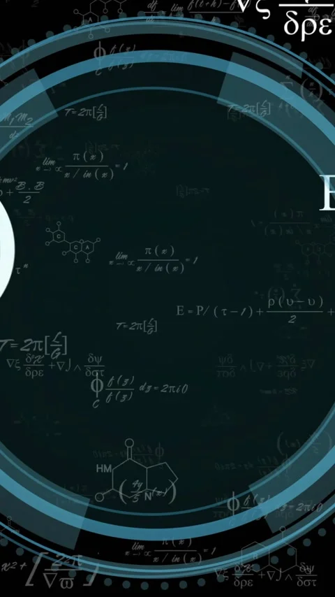 Mathematical equations and scientific formulas animation over circular digital Video stock 320150463