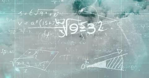 Mathematical equations and scientific formulas image over abstract background Stock Illustration