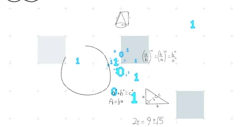 Mathematical equations and shapes with binary code animation over grid Stock Footage 304852784