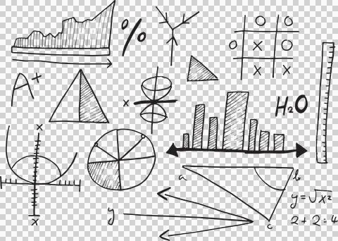 Mathematical equations with bar graph Stock Illustration