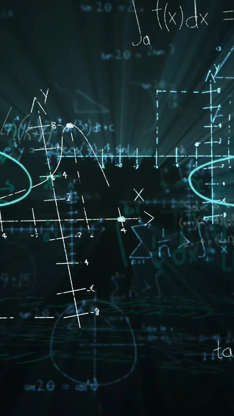 Mathematical equations floating against black background Stock Footage 341953454