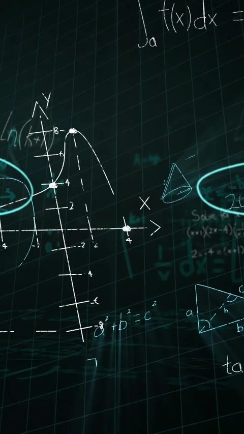 Mathematical equations floating against black background Stock Footage 341953455