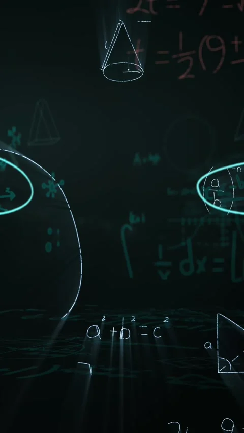 Mathematical equations floating against black background Stock Footage 341953457