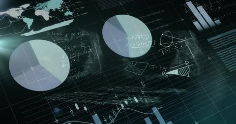 Mathematical equations floating against statistical data processing against 스톡 일러스트