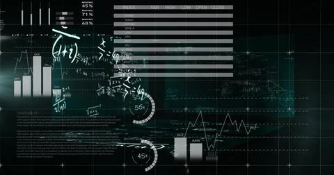 Mathematical equations floating against statistical data processing against 스톡 일러스트