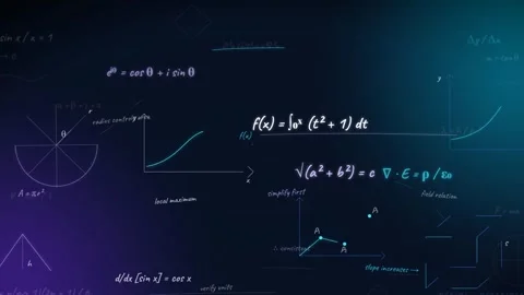 Mathematical equations, geometric graphs, and physics formulas written in g.. Stock Footage 346260494