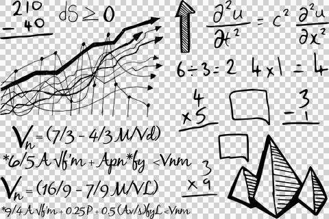 Mathematical equations with graph and diagrams Stock Photos