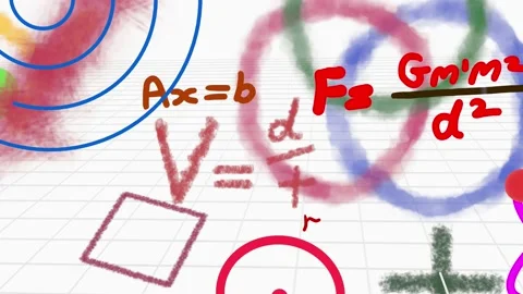 Mathematical equations on screen. Zoom out .Computer animation Stock Footage 156821052