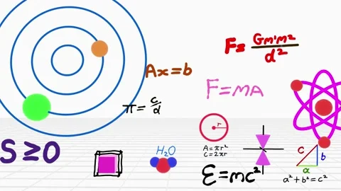 Mathematical equations on screen. Zoom out .Computer animation Stock Footage 156821058