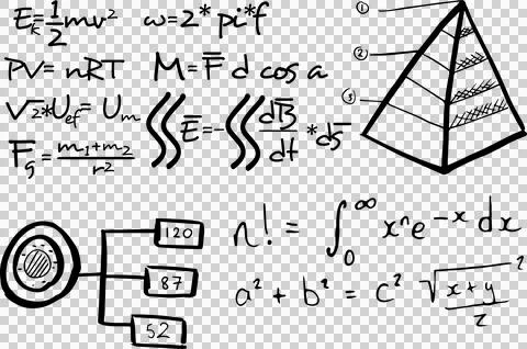 Mathematical equations with triangle shape Stock Illustration