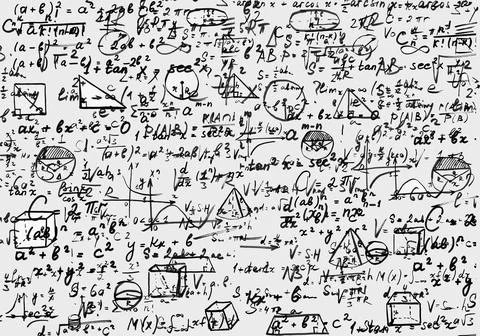 Mathematical Equations on white background. Scientific background concept Stockillustratie