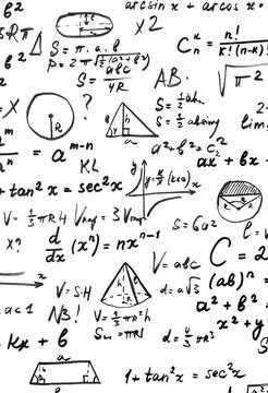 Mathematical Equations on white background. Scientific background concept Stock Photos