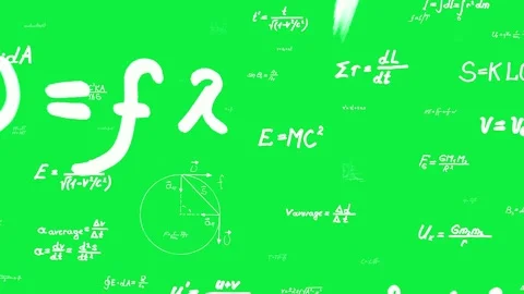 Mathematical equations written on a vibrant green background Stock Footage 325037172
