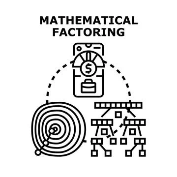 Mathematical factoring process analyzing financial and data risk 스톡 일러스트