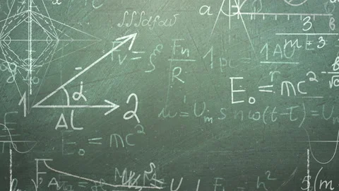 Mathematical formula and elements on blackboard Stock Footage 165174584