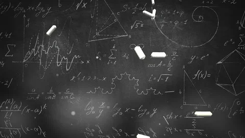 Mathematical formula and elements on blackboard Vídeos de archivo 169725735