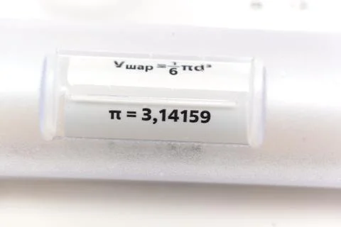Mathematical formula showing value of pi on a white surface Stock Photos