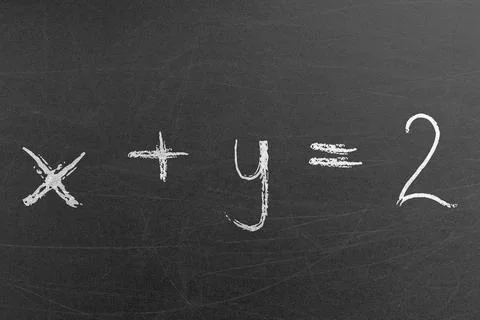 Mathematical formula with two unknowns x and y equation to 2 Stock Photos
