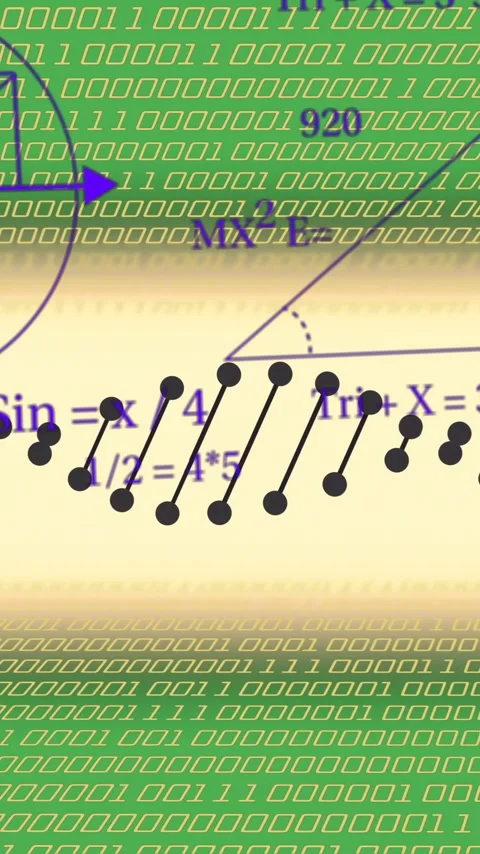 Mathematical formulas and binary code over DNA strand illustration Stock Footage 321592089