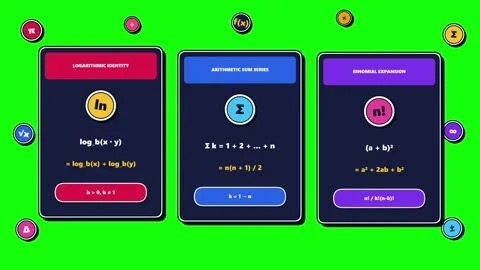 Mathematical Formulas and Calculator App UI Loading Animation on Green Screen Stock Footage 347922648