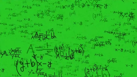 Mathematical formulas and geometric shapes on chalkboard animation Stock Footage 345024449