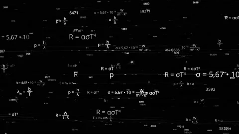 Mathematical formulas on black background. Animation. Mathematical formulas fly Stock Footage 153432820