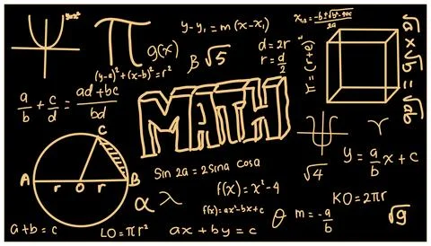 Mathematical formulas on a blackboard, vector art illustration. Stock Illustration