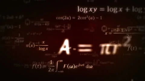 Mathematical formulas. Dolly in. Red. Loopable. Stock-Footage 24789755