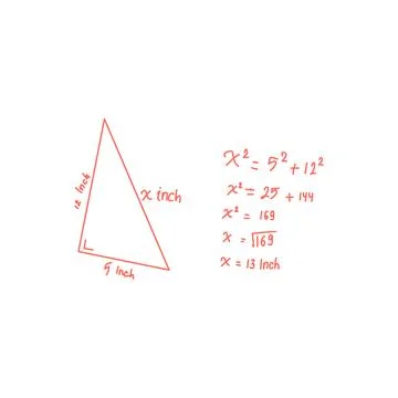 Mathematical formulas in the form of triangle. Calculate the length Stock Illustration