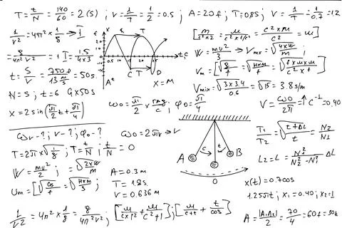 Mathematical formulas. Handwritten on a white background. Stock Illustration