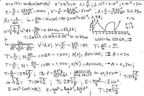 Mathematical formulas. Handwritten on a white background. Stock Illustration