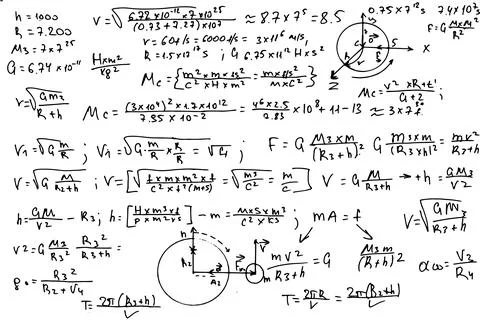 Mathematical formulas. Handwritten on a white background. Stock Illustration