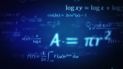 Mathematical formulas. Loopable. Dolly in. Blue. Stock Footage 23952433