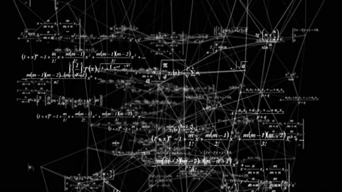 Mathematical formulas move in space, science and mathematical research and Stock Footage 124783117