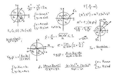 Mathematical formulas, scientific schemes. vector Stock Illustration