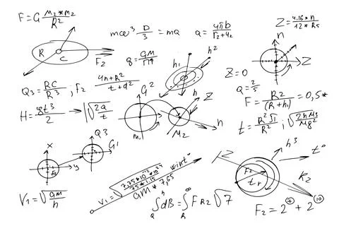 Mathematical formulas, scientific schemes. vector Stock Illustration
