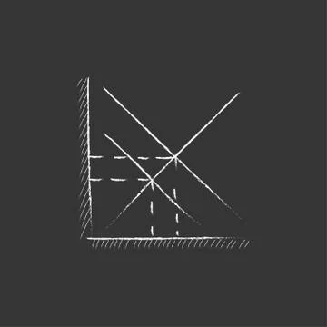 Mathematical graph. Drawn in chalk icon Stock Illustration